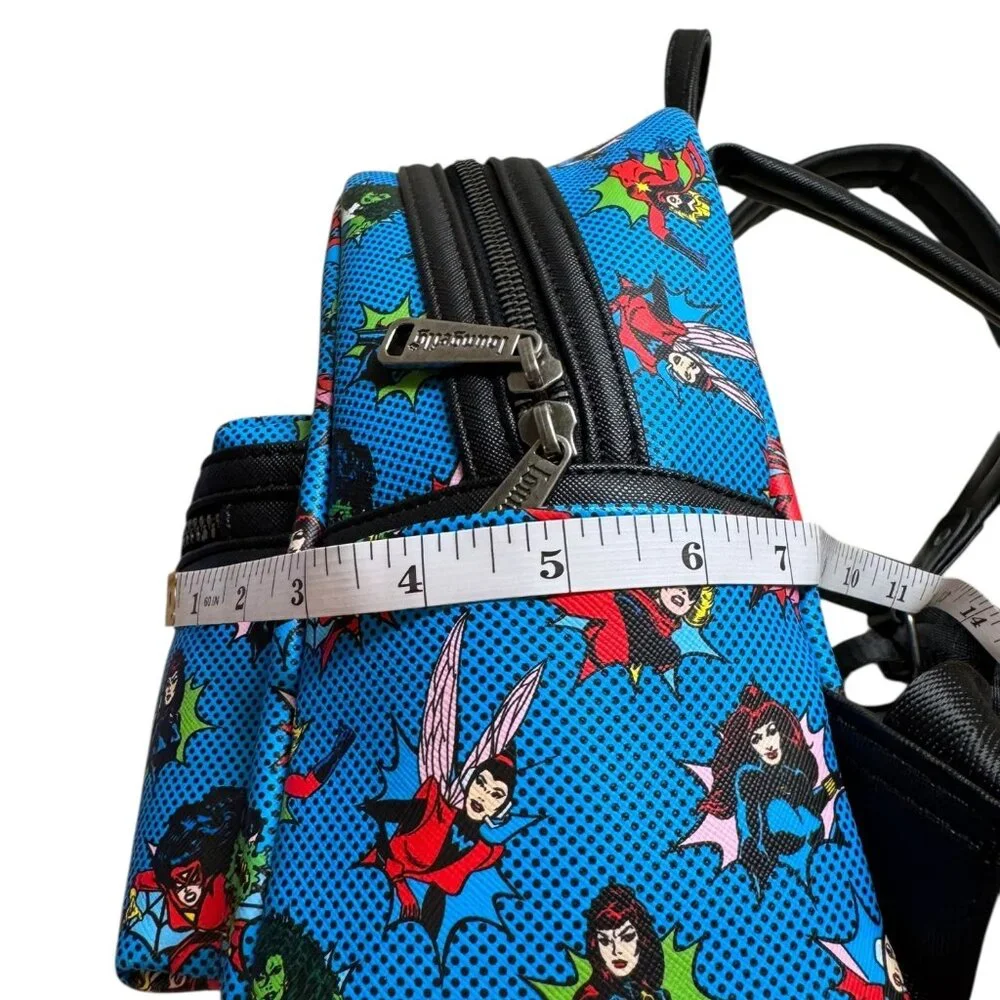 Loungefly Marvel Comics Women Superheroes Mini Backpack – Blue Pop Art Print